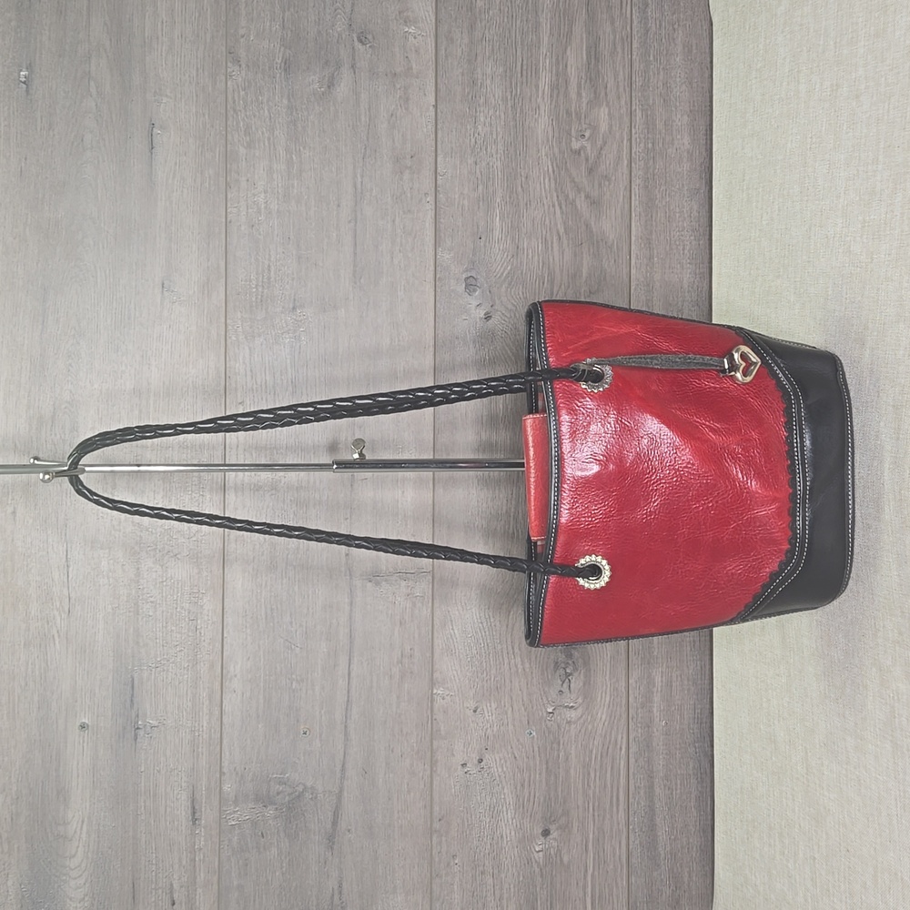 Brighton Red and Black Leather Shoulder Bag